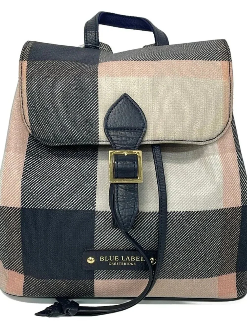 BLUE LABEL CRESTBRIDGE Cream Light Pink Dark Navy PVC Leather Backpack